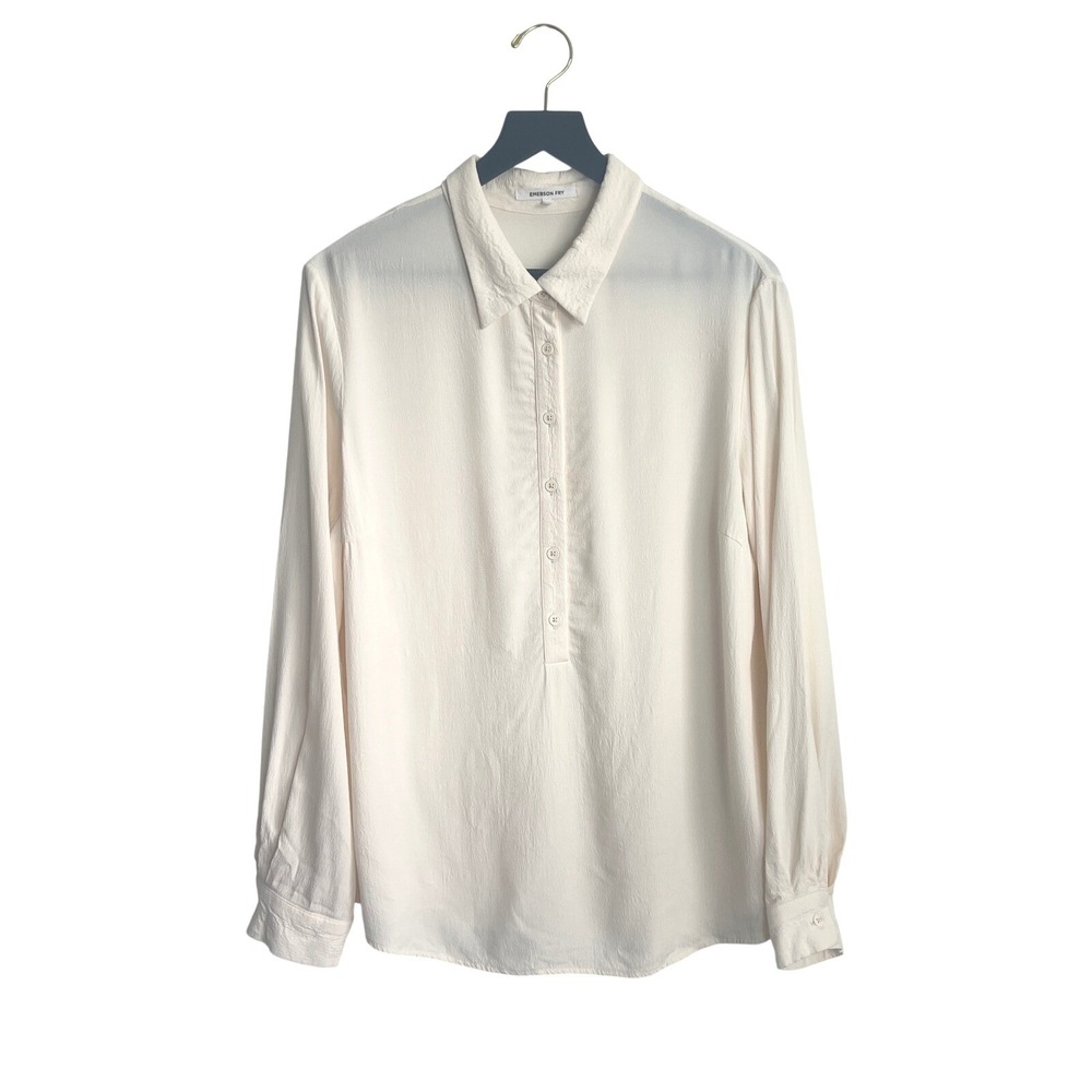 Emerson Fry Long Sleeve Popover Button Down Collared‎ Viscose Shirt Top